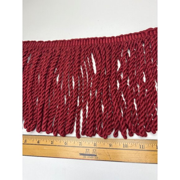 Deep Red Twisted Fringe Trim 1 yard + 15" x 8" wide Craft Decor Fabric Vtg - Picture 4 of 12